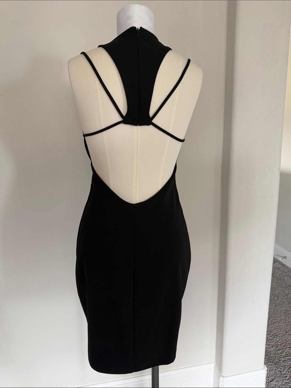 Black Strappy Open-Back Women's Dress